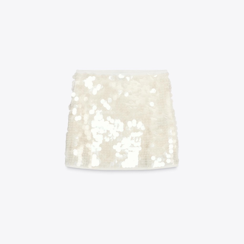 Zara Sequin Knit Mini Skirt - Ivory